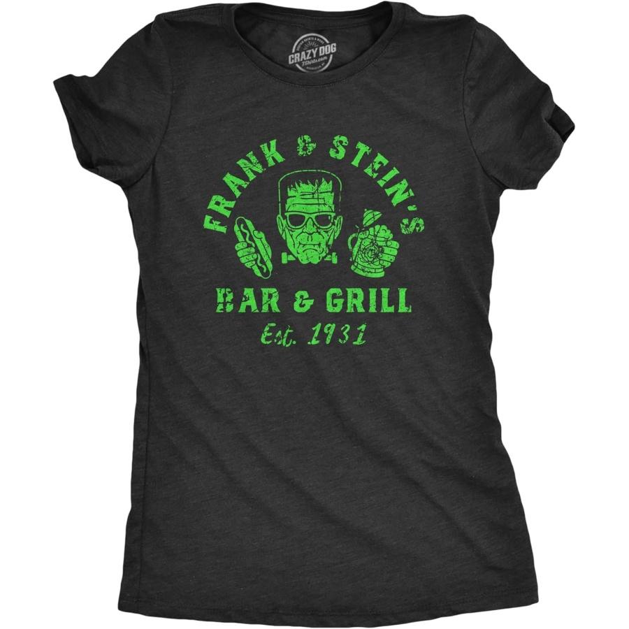 Womens Frank and Steins Bar and Grill T Shirt Funny Frankenstein Halloween Tee for Ladies XXXXXL разноцветный