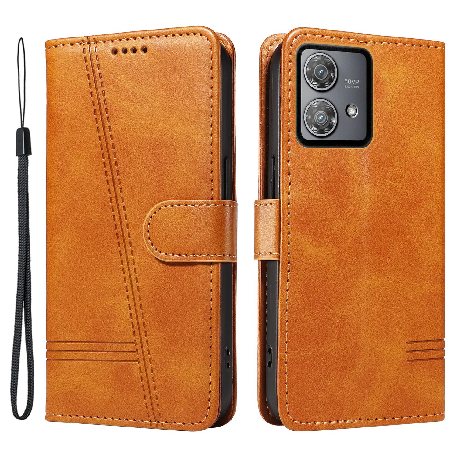 

For Motorola Edge 40 Neo 5G Case Lins Imprint Wallet Phone Leather Cover Yellow