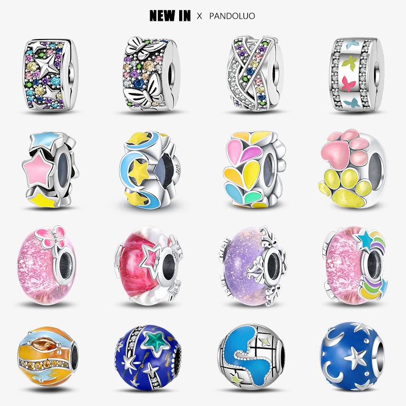 

2023 New in 925 Silver Angled Round Charm Beads Fits 925 Original Bracelet Women DIY Bead Jewelry Party Anniversary Gift