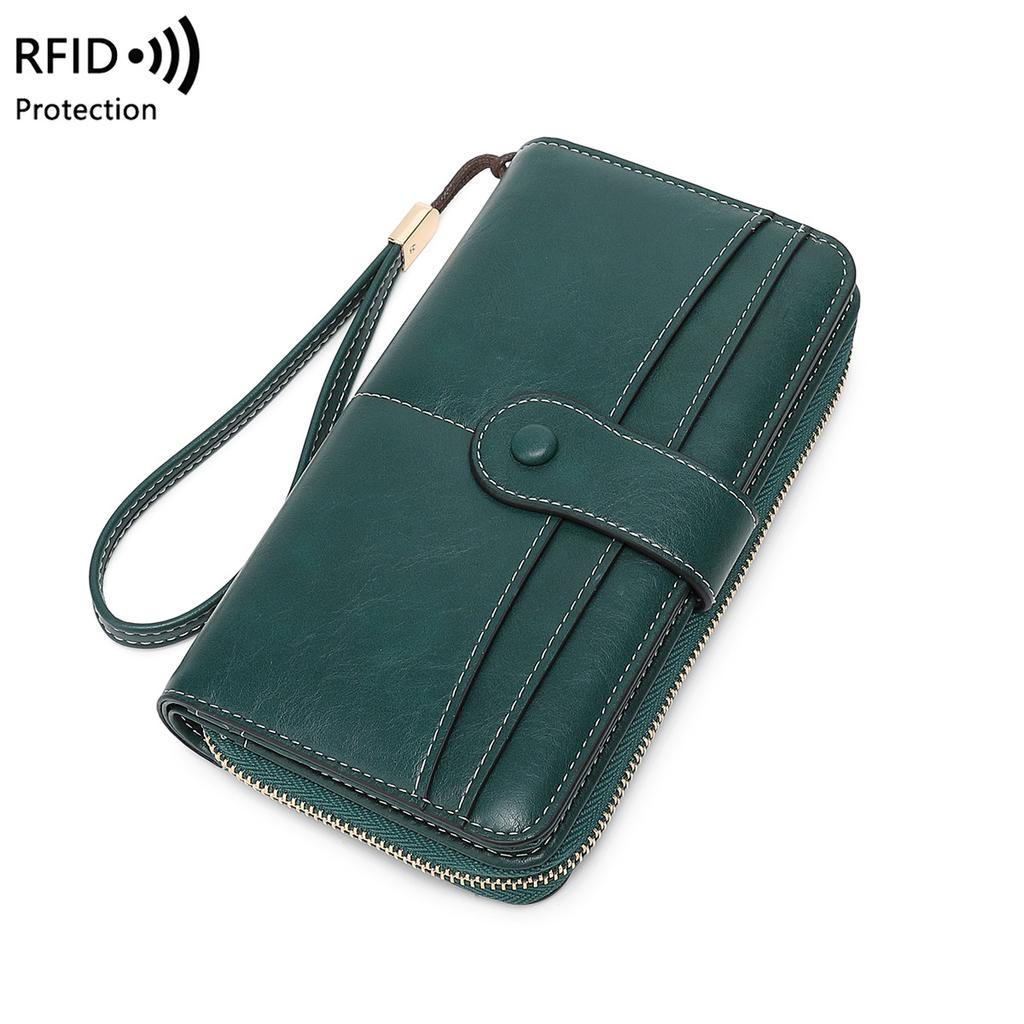 New Women's Wallet Zipper Buckle Wallet Retro Large Capacity Long Wallet