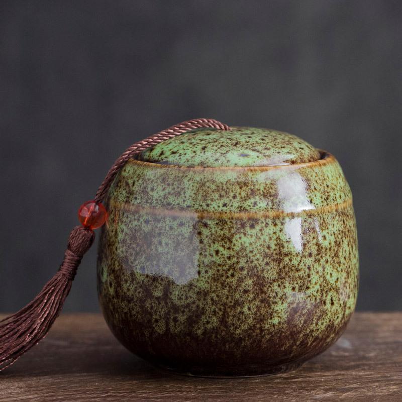 Creative Ceramic Small Tea Pot Kiln Turned Vintage Storage Candy Jar Portable Tea Set Accessories Medicine Powder Food Container