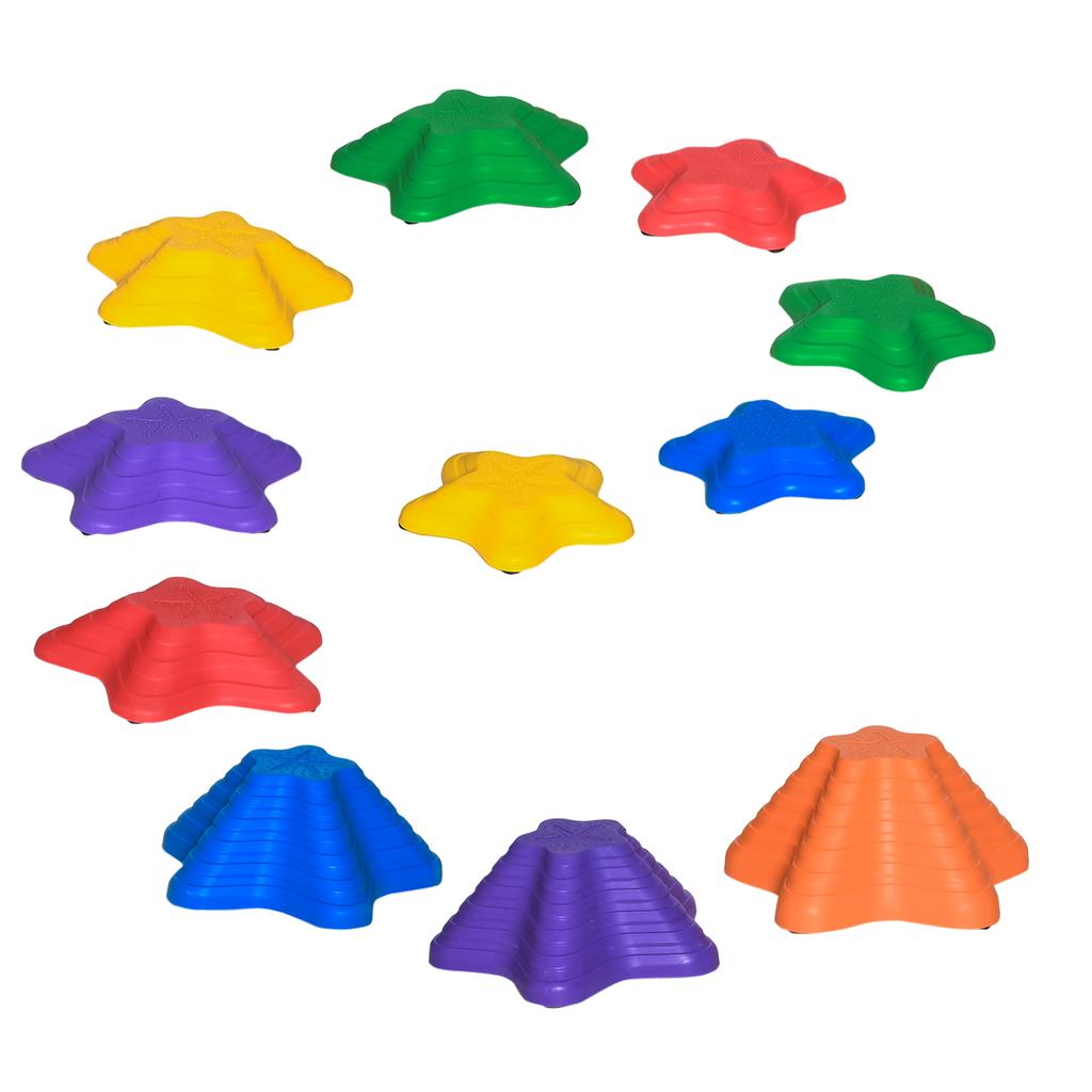 11-Piece Kids Stepping Stones, Starfish Style Non-slip Obstacle Course, Stackable Balance Blocks Garden Toys