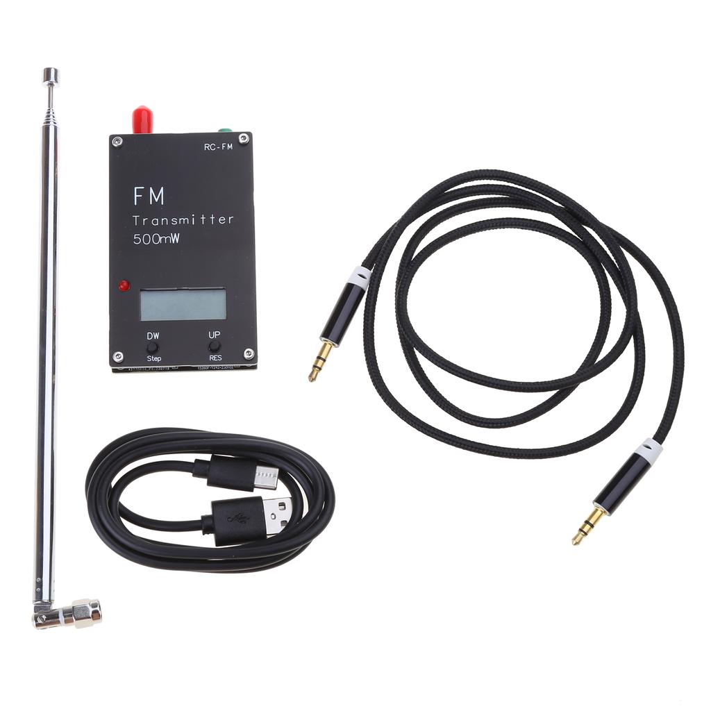 Aluminum Shell FM Transmitter Stereo Transmitter 500mW with LCD Screen Type C Port for Parking Lot with Memory Function