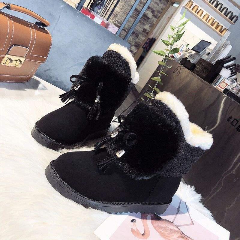 2025 Women's Fleece-Lined Waterproof Snow Boots - Korean Style, Non-Slip, Warm, Mid-Calf.