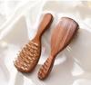 Curved Handle Ox Horn & Sandalwood Massage Comb with Pin Teeth for Men and Women