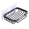 Punch-Free Wall-Mounted Black Aluminum Soap Dish Holder