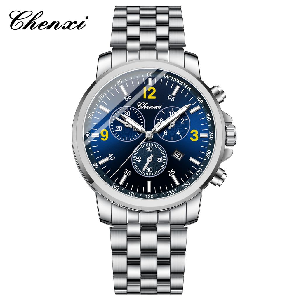 Chenxi Luxus Sportuhr für Herren Wasserdicht Leuchtend Datum Chronograph Herrenuhr Quarz Edelstahl Herrenuhren