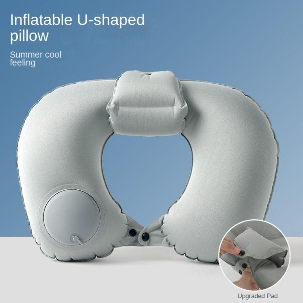 Hand Pressing Press To Inflate Pillow U-Shaped Neckrest Pad Neck Support Cushion  Tourist