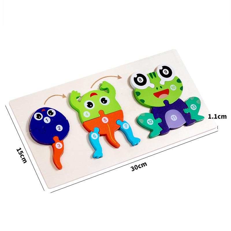 Wooden Animal Growth Puzzles For Toddlers,Cartoon Learning Educational Toys, Children's Early Education Toys