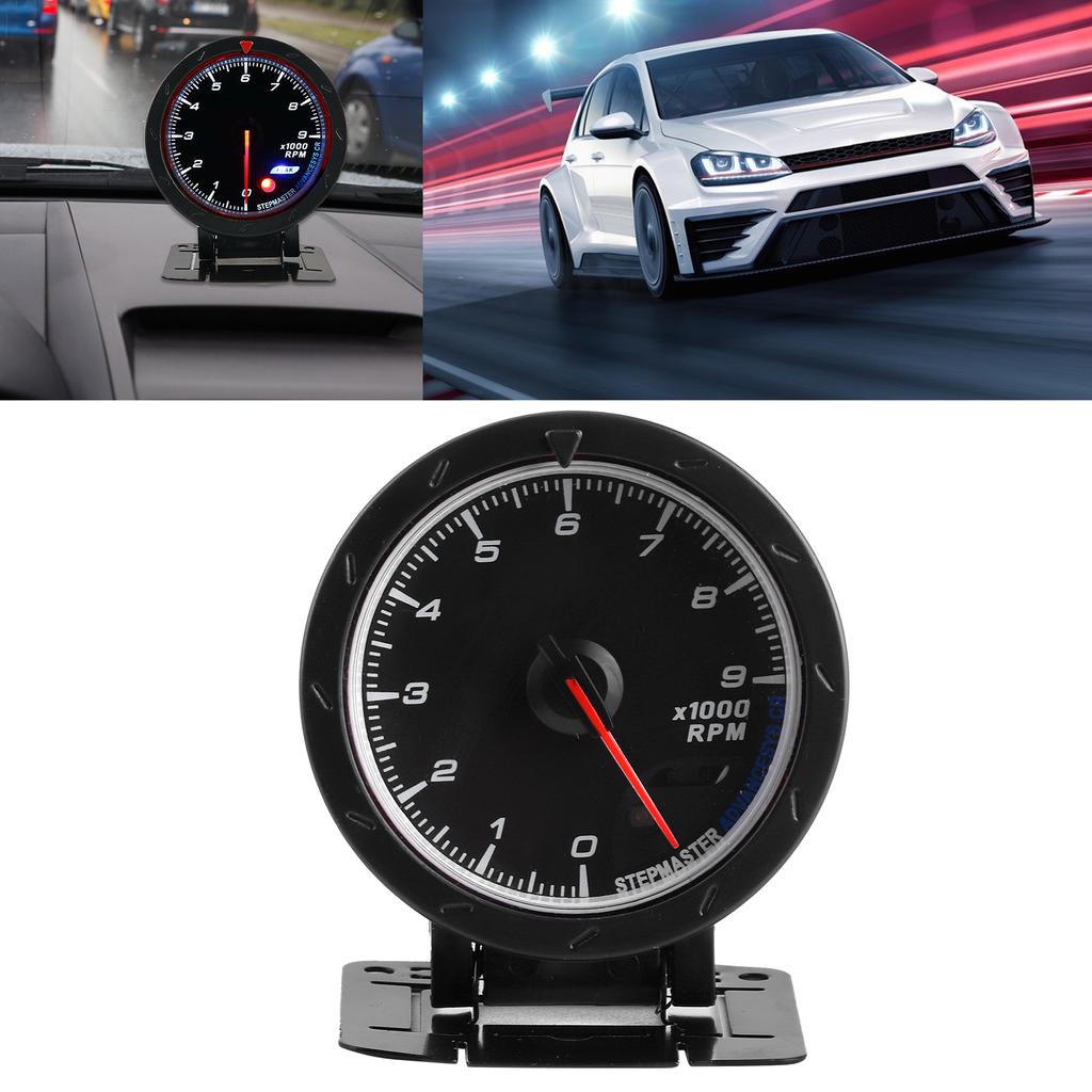 Wskazówka obrotomierza 0?9000RPM Biało-czerwona dioda LED 65mm Średnica 12V Auto Instrument