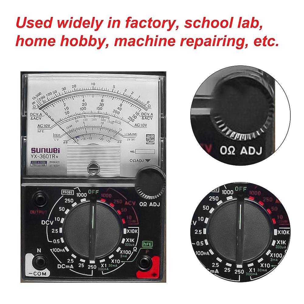 YX-360 TRN Nadeltyp Universelles Messgerät Zeigeranzeige Elektrisches Multimeter Spannung Strom Widerstand Prüfstift AC DC