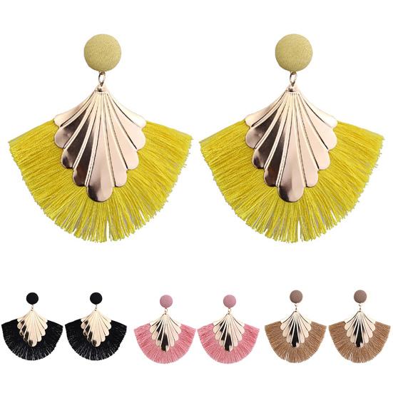 Böhmische Strandparty Quaste Fan Anhänger Schmuck Geschenk für Dame Ohrringe