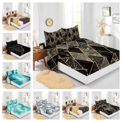 Vierteilige Matratze Marmormuster Bettwäsche 3D Digitaldruck-Set Matratzenschoner