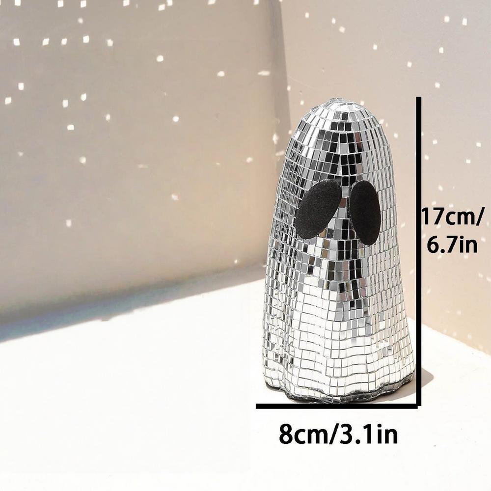 

Ghost Disco Ball Halloween Centerpiece Glitter Ghost Sign Decor Tiered Tray Ornaments For Fireplace Mantle Table Desk Home A срібний
