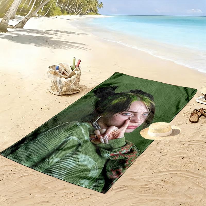 Asciugamano da Spiaggia con Stampa Billie Eilish, Asciugamano Grande Morbido ad Asciugatura Rapida per Spiaggia Campeggio Nuoto
