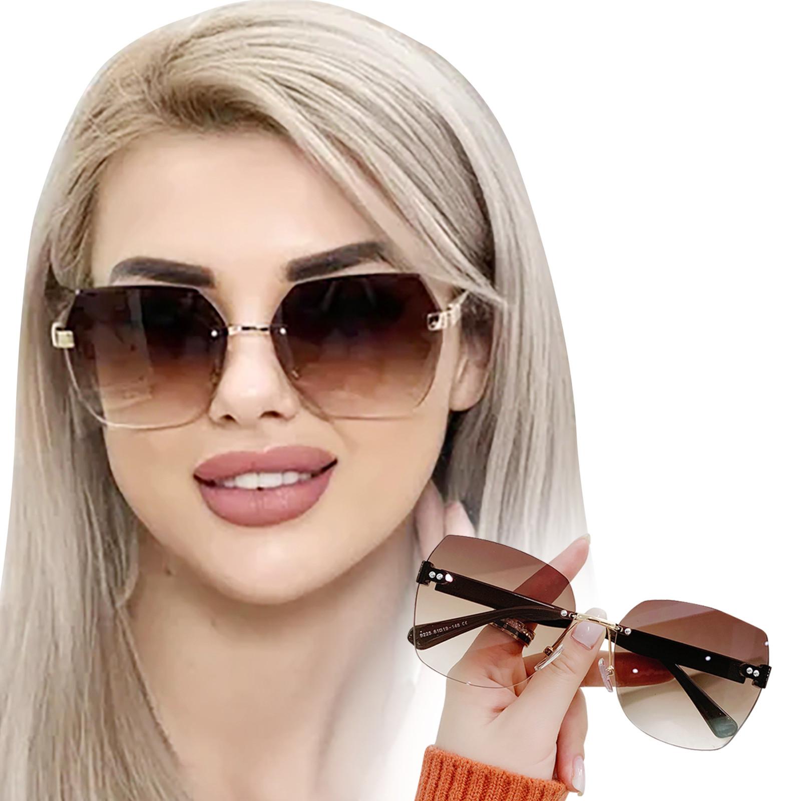 

Frameless Sunglasses Women s Fashionable Net Red Plain Face Sun Shading Sunglasses Matching Sunglasses One Size коричневий