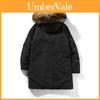 Premium Quality Men's Winter Fur Hooded Long Flight Jacket Fleece Coat For Ultimate Warmth