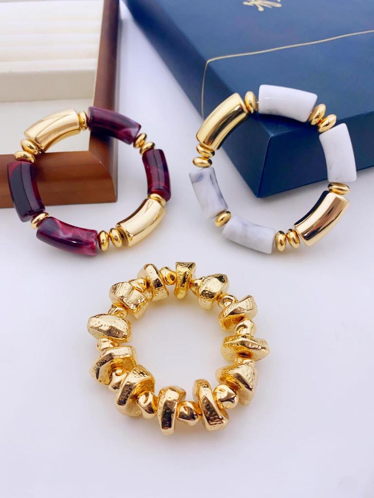 European & American 3-Piece Acrylic Bamboo Bead Necklace
