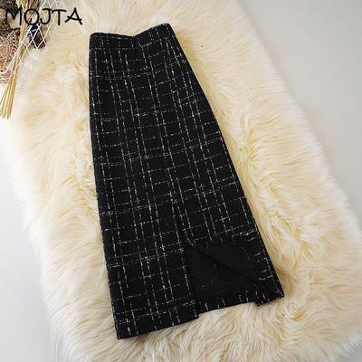 Femei cu talie înaltă, elegantă, ocazională, pentru birou, doamne, toamnă, primăvară, epocă, din lână, geantă cu fantă, fustă cu un pas.