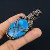 Neon Blue Apatite Gemstone Pendant 999 Copper Wire Wrapped Jewelry, Handmade Antique Pendant Jewelry, Gift For Mother