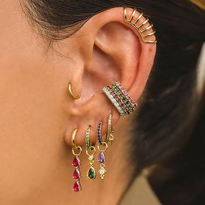 Nový design kubické zirkonové náušnice ve tvaru vodní kapky pro ženy Náušnice s klipem do uší pokovené 18K zlatem Hypoalergenní piercingové šperky