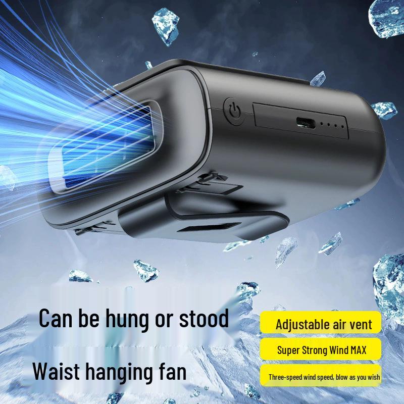 Compact Waist Clip Fan with High-Speed, Large Battery & USB Charging for Outdoor Use