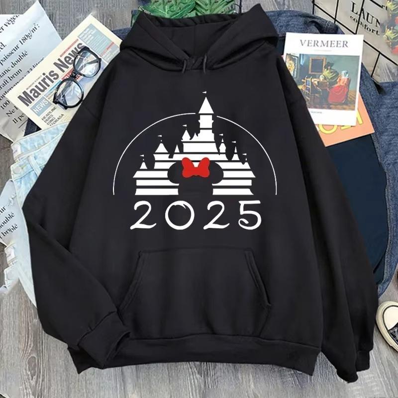 Disney 2025 Trip Printed Hoodies Fashion Female Casual Clothing Long Sleeve White Pullover Kawaii Cartoon Graphic Sweatshirt