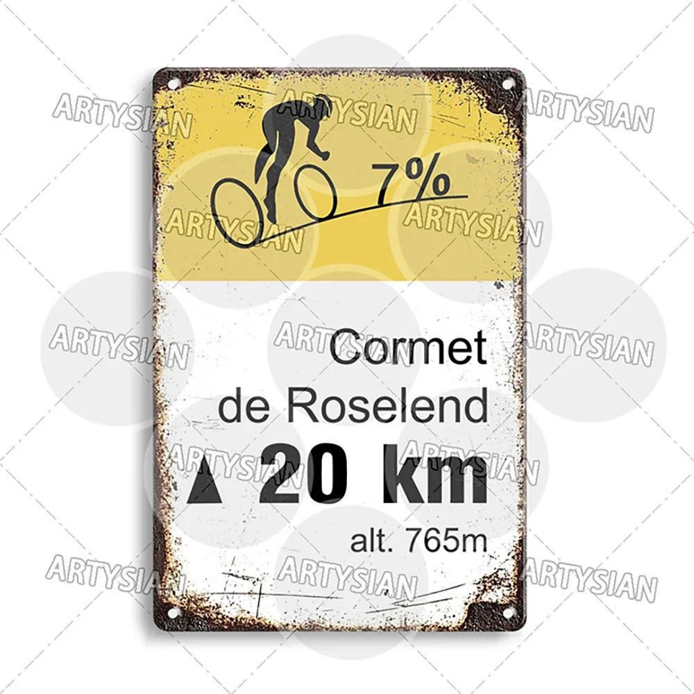 Cartello Metallica Tour de France Targa Ciclismo Paves Du Paris Roubaix Col du Galibier Col de Sarenne Alpe d'Huez Mont Ventoux Glandon