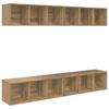 Wall Mounted TV Cabinet Set 4 Pcs Artisan Oak Finish 37 X 37 X 107 Cm