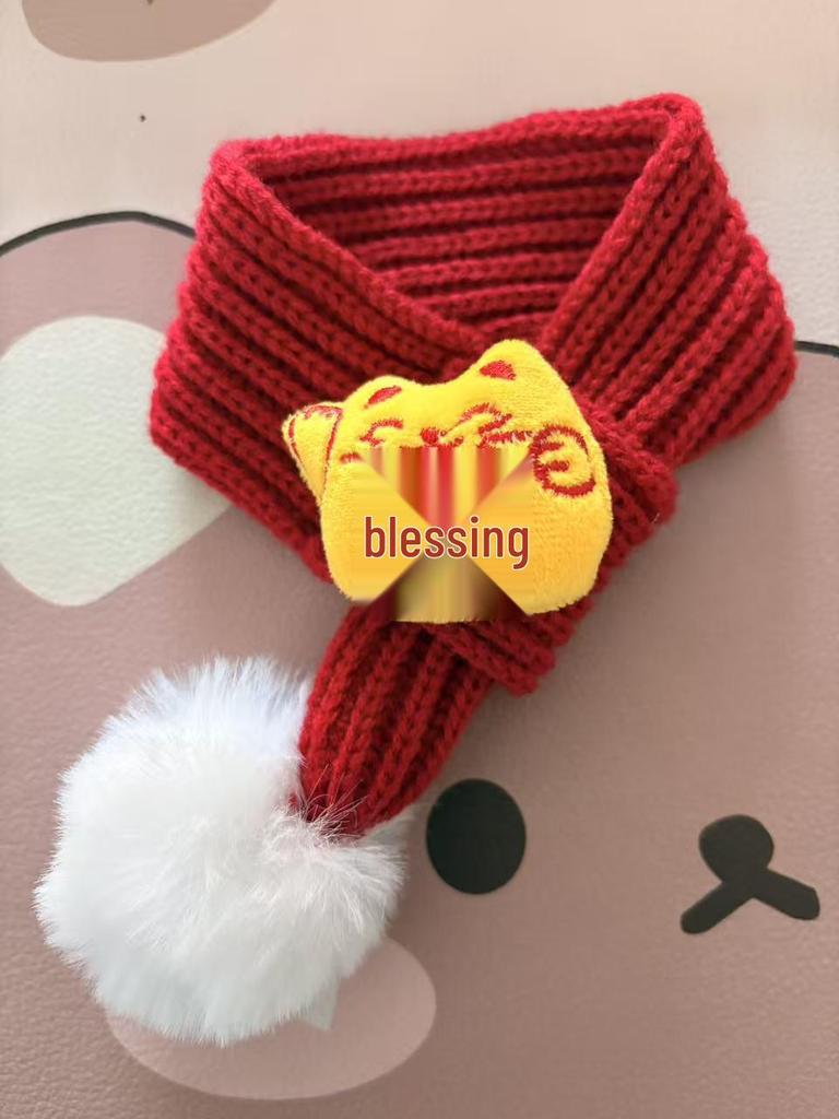 New Year Festive Pet Scarf: Dog Costume & Kitten Collar Neck Warmer