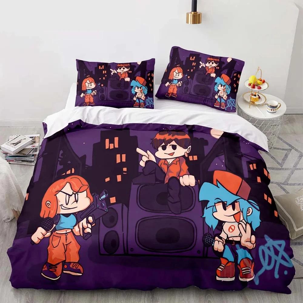 Cartoon Game Friday Night Funkin Bedding Set Duvet Cover Bed Set Quilt Cover Pillowcase Comforter King Queen Size Boys Adult