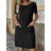 DICFY Women's Fashion Summer Spring Solid Color Print Short Sleeve O-Neck  Casual Dresses