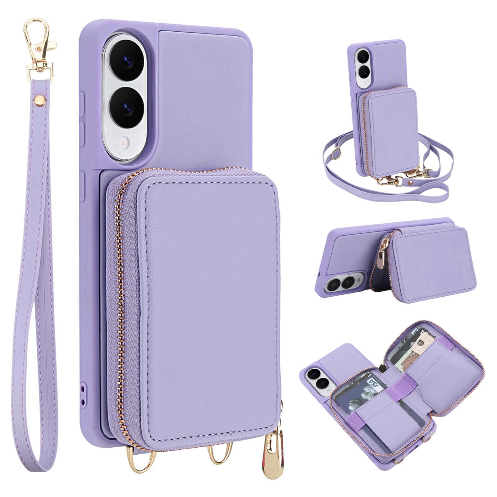 

For Samsung Galaxy S25 Edge Case RFID Blocking Zipper Wallet Leather + TPU Phone Cover with Shoulder Strap