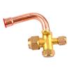 Three-Way Valve Brass Air Conditioning Shut-Off High Low Pressure For HVAC Split System Cooling Heating Maintenance