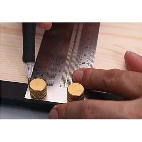 CarAngels Stainless Steel Woodworking Marking Gauge, 90-Degree Ruler, Square, Stop Square with Holes, Carpentry Marking Tool (300mm)