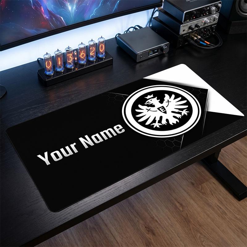 Tappetino per Mouse Grande Personalizzato Eintracht Frankfurt, Stampa Testo Nome Personalizzato, Tappetino da Scrivania Antiscivolo con Logo Calcio, Regalo per Gamer