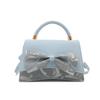 One shoulder crossbody portable texture bow women's temperament spring new simple fashion small square bag