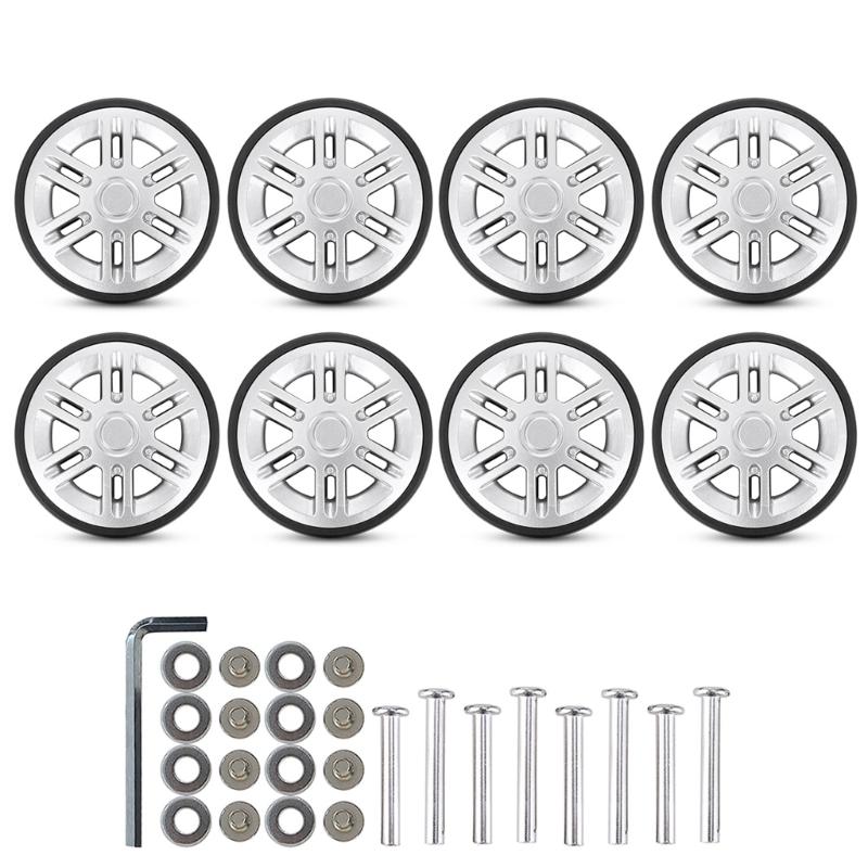 

Set of 8 Travel Luggage Suitcase Replacement Wheels 60mm Plastic Caster Wheels Repair Kits Shelf Replacement Wheels серебряный