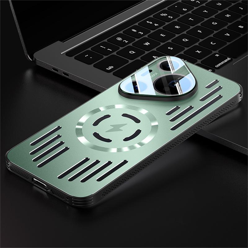 Hard Metal Heat Dissipation Magnetic Wireless Charging Cover For Huawei P40 P50 P60 Puro 70 Ultra Pro Cool Protective Back Case