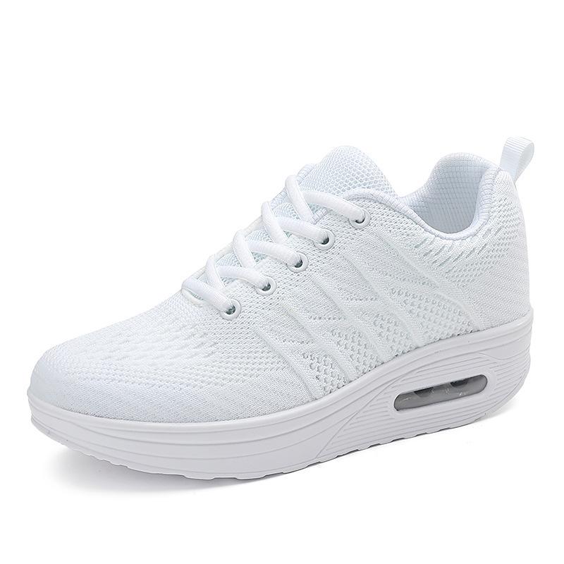 Autumn fly weaving mesh breathable running shoes rocking shoes women's platform air cushion casual sports mother shoes