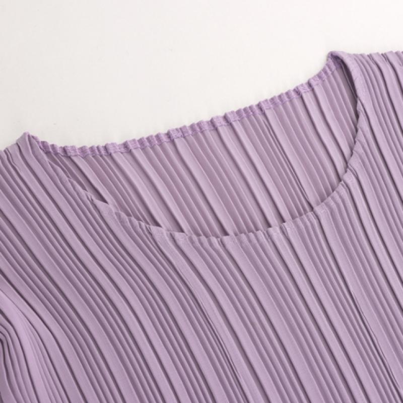 Shop   Women Frill ShorT Sleeve PleaTed T shirT lighT Purple Ble Wsh 1331