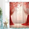 2D Gauze Curtain Printing Pink Shower Curtain, Bathroom Shower Waterproof Curtain with 12 Hooks, Home Decoration, Free Delivery