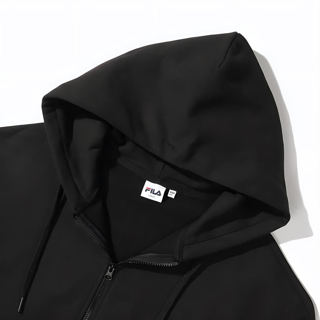 Fila Solid Color Zipper Hoodie Unisex Hoodies Black FS2FTD4102X-BLK
