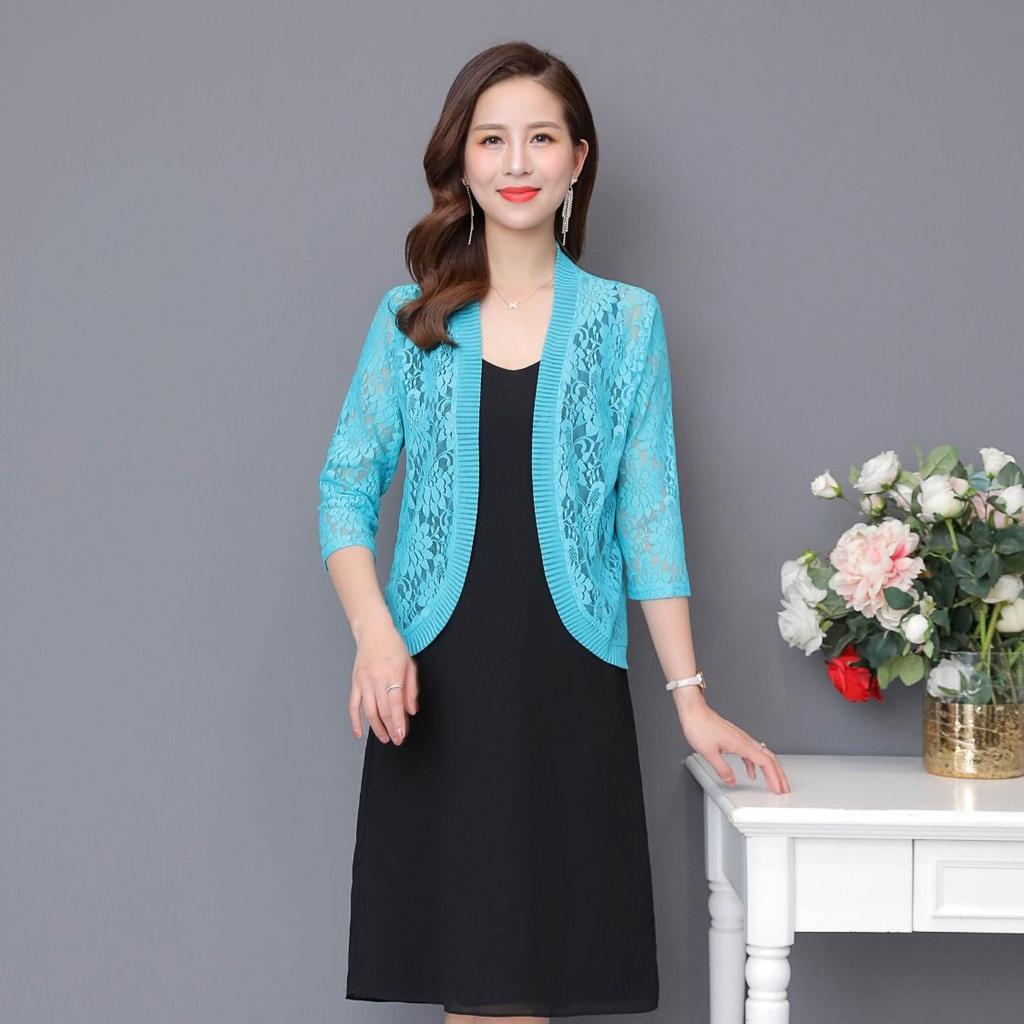 

WTEMPO кружевной кардиган шаль женское весеннее пальто с рукавами три четверти камзол летние солнцезащитные топы рубашки с кондиционером 4XL синий