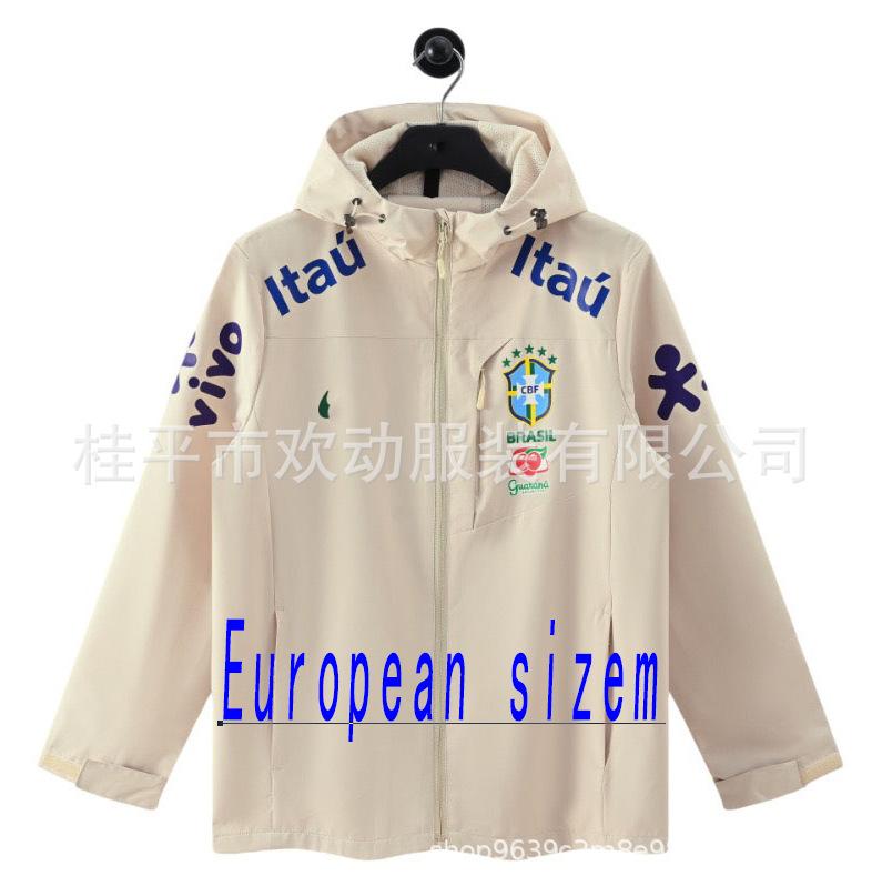 New Brazil Team High-quality Jacket Windproof and Waterproof Men's and Women's Thin Sports Football Training Clothes