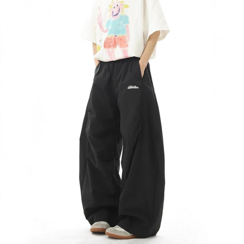 Mens Thin Quick-Dry Parachute Pants Loose Wide Leg Street Dance Casual Trousers