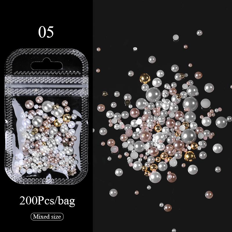 Mix Sizes White Nail Art Tip Half Pearls 3D Nail Beads Stone Rhinestone Decoration In Wheel DIY Beauty Decor Manicure Supply