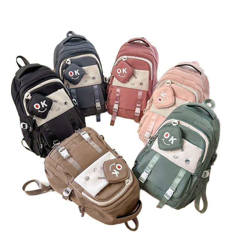 Schoolbag new high-value, light weight, cute, fashionable and versatile large-capacity schoolbag, junior high school and high school students backpack