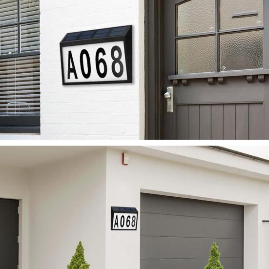 Solar House Numbers Light LED Illuminated Waterproof Address Sign Easy Installation Solar-Powered Lighting Doorplate for Front Door