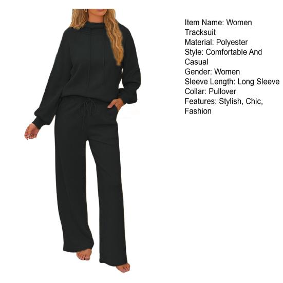 Completi da Donna Due Pezzi Felpa con Cappuccio Manica Lunga Pantaloni a Gamba Larga Tute Autunnali Casual Lounge Tuta